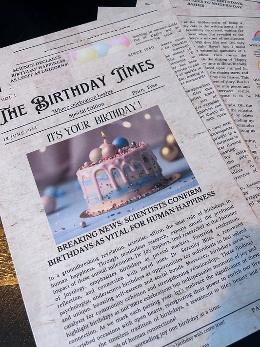 [Customisable] Exclusive Birthday Edition Newspaper – Printed Copy